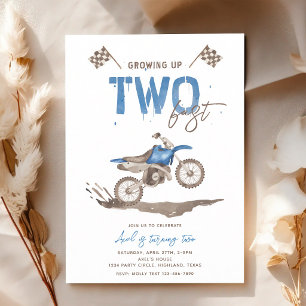 Invitation Deux Anniversaire de moto de terre bleue rapide