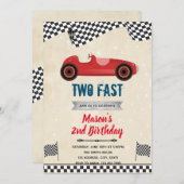 Invitation Deux anniversaire de voiture rétro rapide (Devant / Derrière)