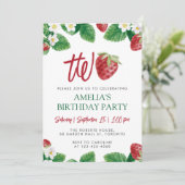 Invitation Deux Anniversaire Été Fraise Berry Sweet (Debout devant)