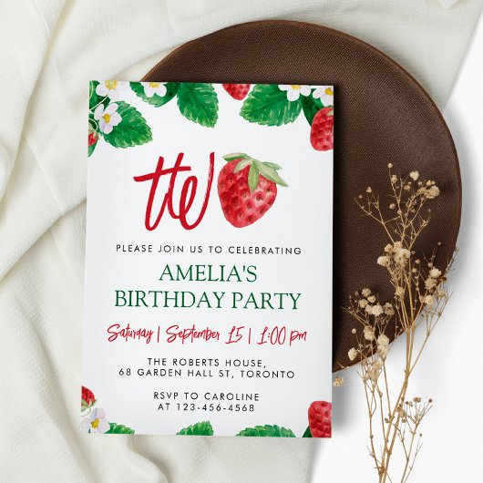 Invitation Deux Anniversaire Été Fraise Berry Sweet