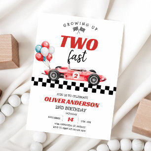 Invitation Deux Anniversaire Rapide Voiture de Course à l'aqu