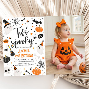 Invitation Deux anniversaires effrayants d'Halloween de 2 ans