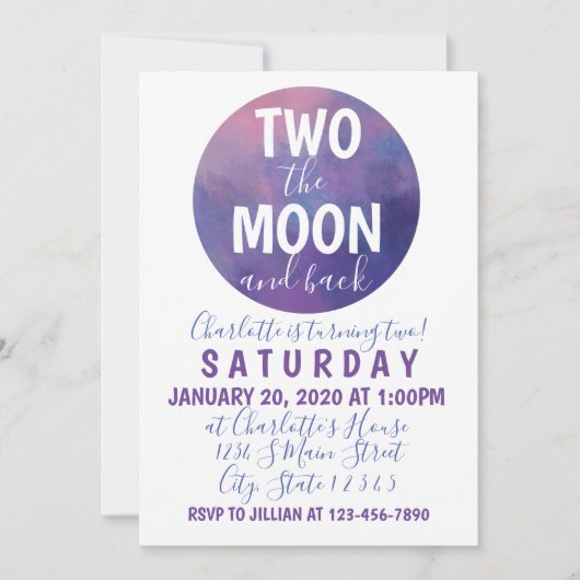 Invitation Deux ans de lune (Devant)