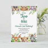 Invitation Deux Aquarelle Sauvage Couleur Safari Animaux Anni (Debout devant)