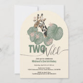 Invitation Deux Arc sauvage Giraffe Animal 2e fête d'annivers (Devant)