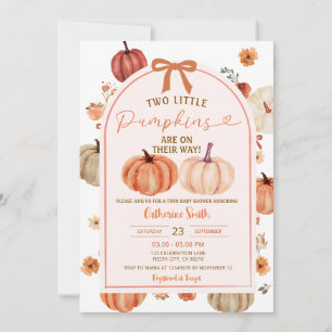 Invitation Deux Automne Boho citrouille jumeaux baby shower
