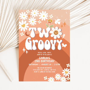 Invitation Deux Automne Groovy Daisy Hippie 2ème Anniversaire