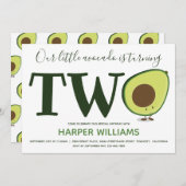 Invitation Deux Avocado Toddler 2e anniversaire (Devant / Derrière)