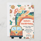 Invitation Deux Babe Retro Super Floral 2e fête d'anniversair (Devant)