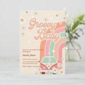 Invitation Deux baby shower Super Rose Daisy Rainbow Van (Debout devant)