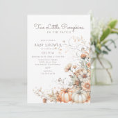 Invitation Deux Baby showers Citrouille (Debout devant)