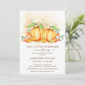 Invitation Deux Baby showers jumeaux Citrouille (Debout devant)