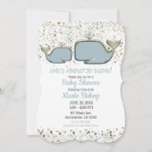 Invitation Deux baleines de mer Baby shower Boutique Blue & G (Devant)