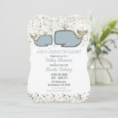 Invitation Deux baleines de mer Baby shower Boutique Blue & G (Debout devant)