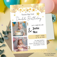 Deux ballons d'anniversaire doubles en or pour deu