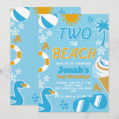 Invitation Deux Beach Party 2e anniversaire garçon été (Devant / Derrière)