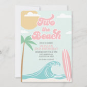 Invitation Deux Beach PINK Surf Beach 2e anniversaire (Devant)