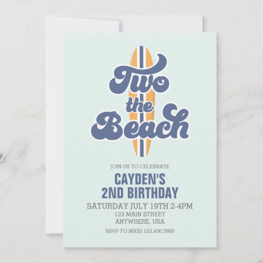 Invitation Deux Beach Surfboard Beach 2e anniversaire (Devant)