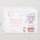 Invitation Deux Beaux Animaux Balloon Anniversaire (Devant)