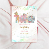 Invitation Deux Bébé Rose Douce Bébé Fille 2e anniversaire