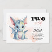 Invitation Deux Bébé sauvage Dragon Fairytale 2e Anniversaire (Devant)