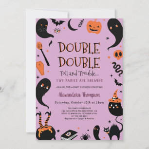 Invitation Deux bébés brassent des jumeaux Halloween Baby Sho