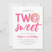 Invitation Deux beignes roses douces 2e anniversaire (Devant)