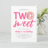 Invitation Deux beignes roses douces 2e anniversaire (Debout devant)