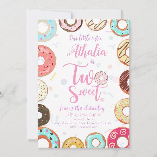 Invitation Deux beignets doux 2e anniversaire (Devant)