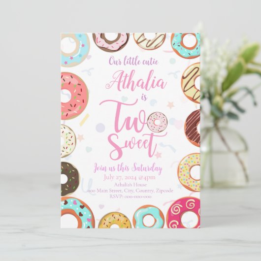 Invitation Deux beignets doux 2e anniversaire (Debout devant)