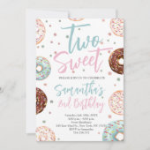 Invitation Deux beignets doux Aquarelle fille deuxième annive (Devant)