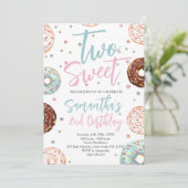 Invitation Deux beignets doux Aquarelle fille deuxième annive (Debout devant)
