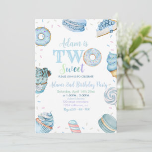 Invitation Deux beignets doux Donut Blue Desserts 2e annivers