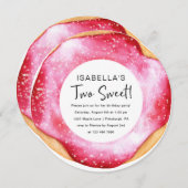 Invitation Deux beignets roses douces 2e fête d'anniversaire (Devant / Derrière)