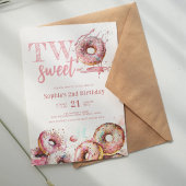 Invitation Deux beignets roses douces fille 2e anniversaire