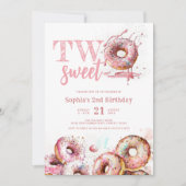 Invitation Deux beignets roses douces fille 2e anniversaire (Devant)