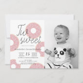 Invitation Deux beignets roses doux fille photo 2e anniversai (Devant)