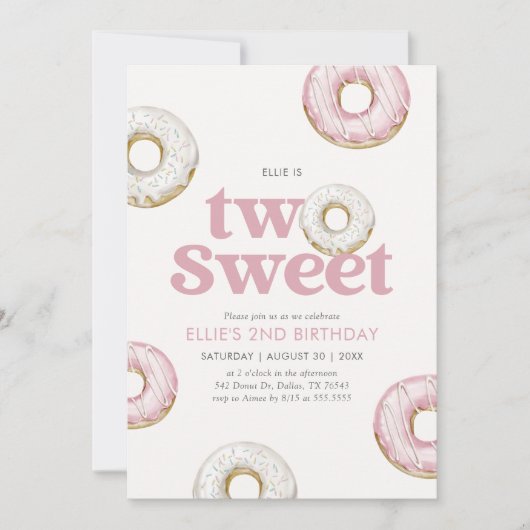 Invitation Deux beignets sucrés 2e anniversaire (Devant)