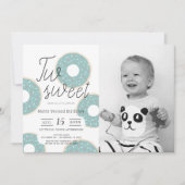 Invitation Deux beignets verts doux Boy Photo 2e anniversaire (Devant)