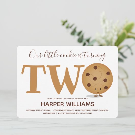 Invitation Deux biscuits 2e anniversaire (Debout devant)