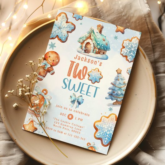 Invitation Deux biscuits de Noël doux garçon 2e anniversaire