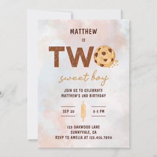Invitation Deux biscuits sucrés 2e fête d'anniversaire (Devant)