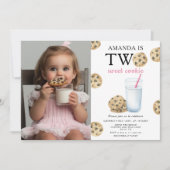 Invitation Deux biscuits sucrés et de lait fille premier anni (Devant)