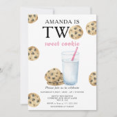 Invitation Deux biscuits sucrés et de lait fille premier anni (Devant)