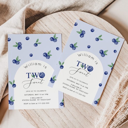 Invitation Deux blueberry doux garçon 2e anniversaire