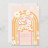 Invitation Deux Boho Daisy Super Rainbow 2e fête d'anniversai (Devant)