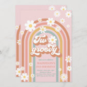 Invitation Deux Boho Daisy Super Rainbow 2e fête d'anniversai (Devant / Derrière)