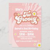 Invitation Deux Boho Retro Daisy Super 2e fête d'anniversaire (Devant / Derrière)