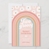 Invitation Deux Boho Retro Daisy Super 2e fête d'anniversaire (Devant)
