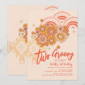Invitation Deux Boho Super Floral Super 2e fête d'anniversair (Devant / Derrière)